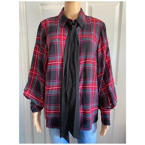 CeCe long sleeve plaid blouse